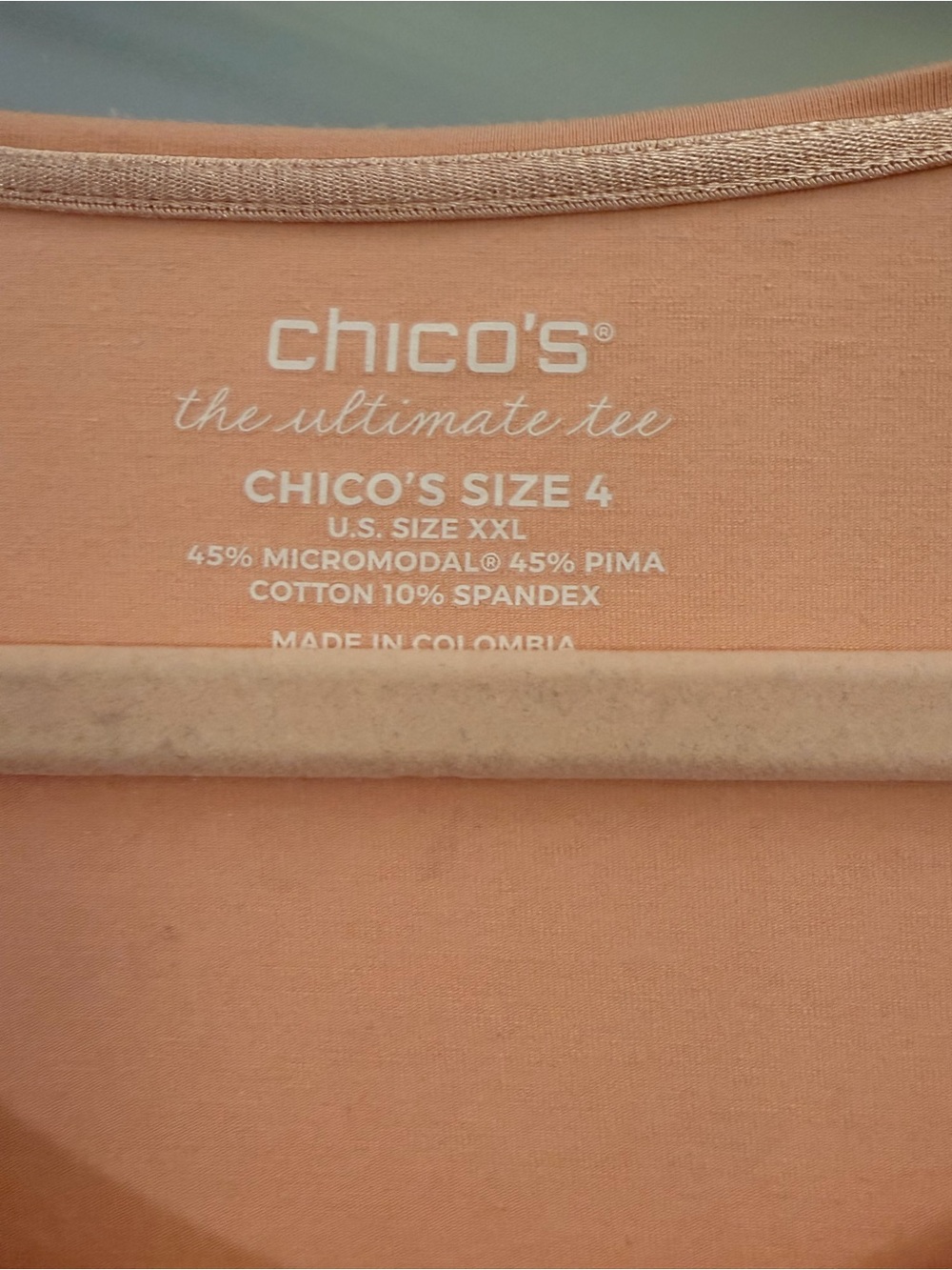 Chico's Long Sleeve Scoop Neck Top in Dusty Peach - Picture 4 of 5